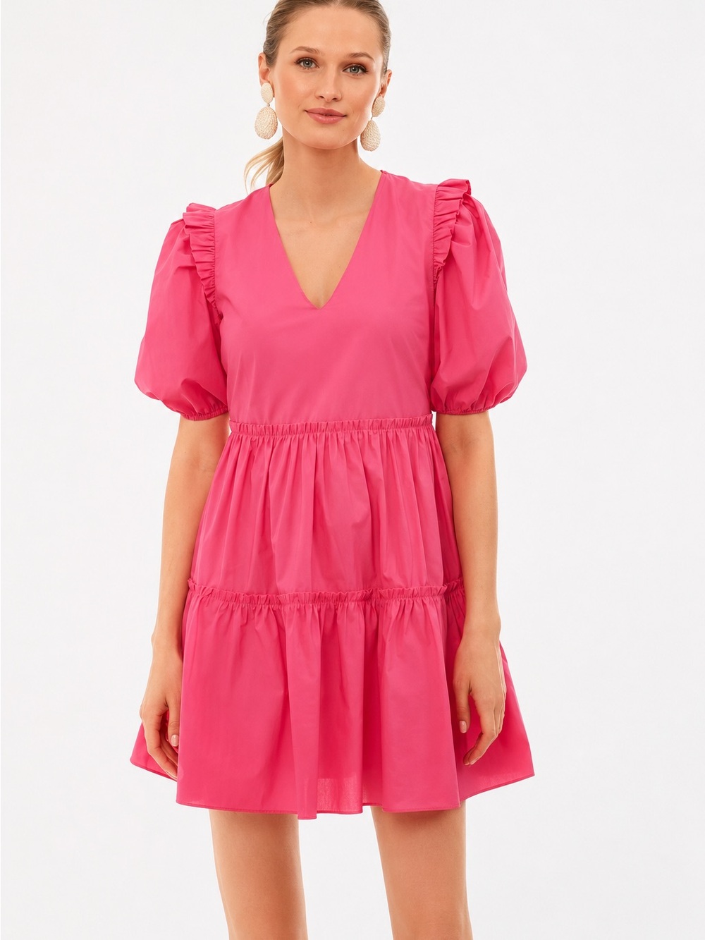 Hyacinth House Hot Pink Ruffle Mini Dress – Size Medium